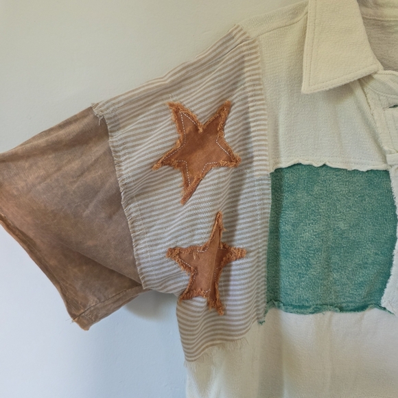 OLI & HALI Green And Cream Stripes With Stars - Picture 3 of 7